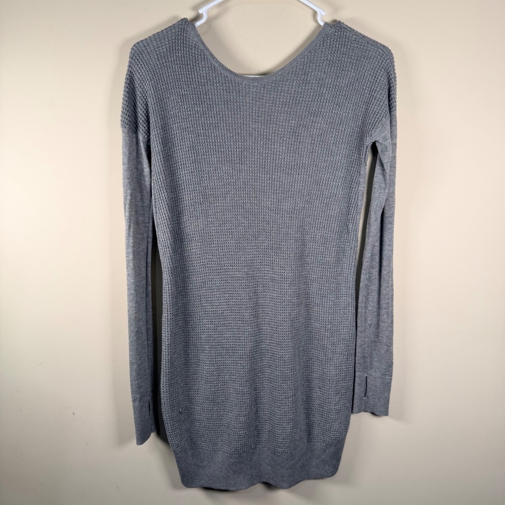 Lululemon Gray Waffle Knit V-Neck Tunic‎ Sweater athleisure travel size 2 - Picture 6 of 7